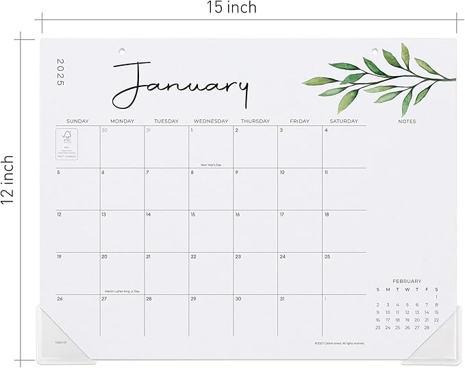 Cabbrix Floral Desk Calendar 15" x 12", Desk Calendar 2025-2026 Runs From Jan 2025 to Jun 2026, Perfect for Home Office Desktop Wall Calendar for Easy Organizing