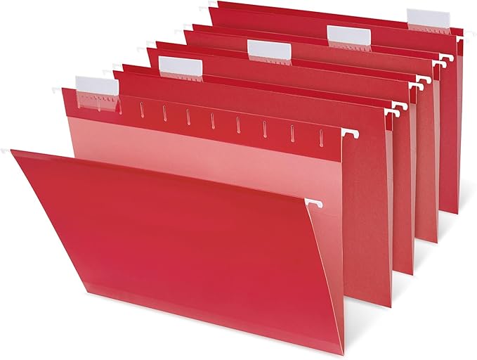Pendaflex Recycled Hanging Folders, Letter Size, Red, 1/5 Cut, 25/BX (81608)