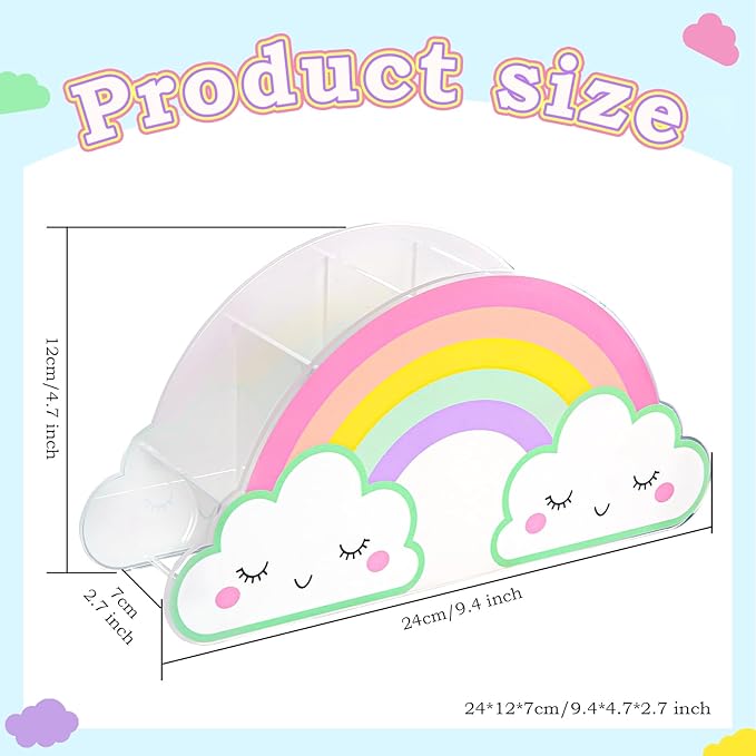 MeCids Pencil Holder for Desk, Acrylic Pen Holder Rainbow Supply Caddy for Home Classroom Homeschool Office Desktop Storage Art Stationery Supplies Organizer Back to School, Birthday Gifts for Kids