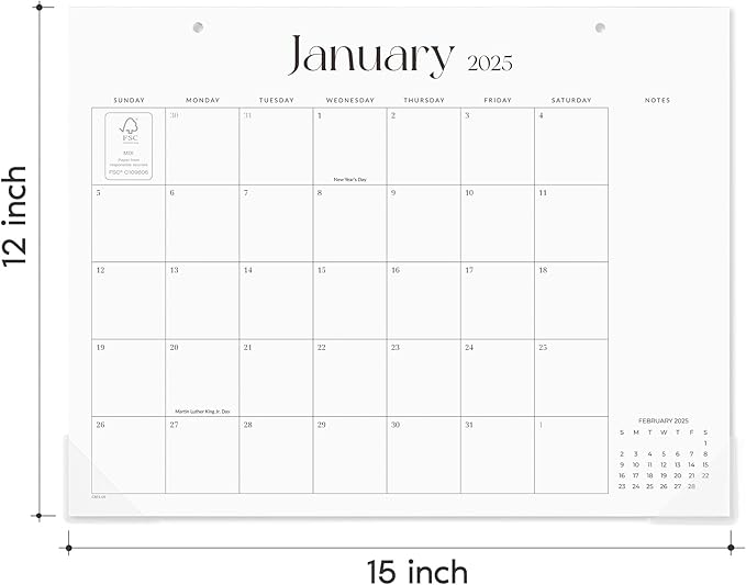 Cabbrix Simplified Desk Calendar 2025-2026, Aesthetic Desk Pad Calendar 15 x 12 Inch Runs From January 2025 to June 2026, Desk Blotter Calendar for Home Office and School