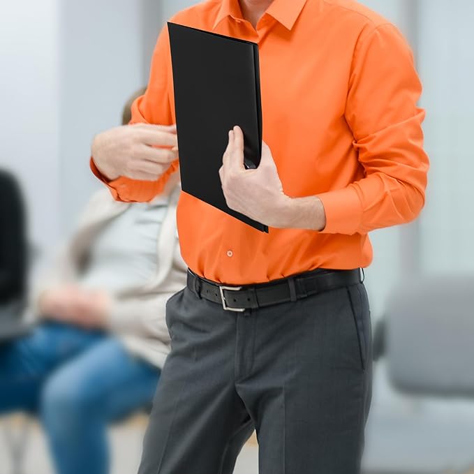 Cholemy 36 Pcs Plastic Pocket Folders with Prong 2 Heavy Duty Pockets Folders with 3 Prongs Letter Size Paper Folders Bulk File Plastic Folders with Fasteners for Office Workers (Black,Blue)