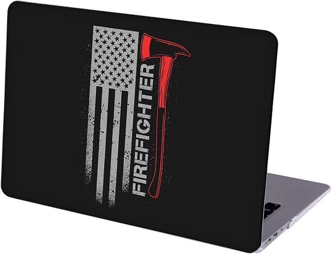Compatible with MacBook Pro 16-inch Hard Protective Shell Cace and Keyboard Cover (A2141, 2020 2019 Release) - Firefighter and USA Flag of Star and Stripe