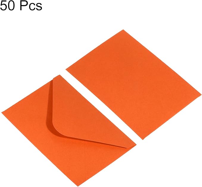 PATIKIL Mini Envelopes, 50 Pack Gift Cards Business Cards Envelope for Greeting Weddings, Orange