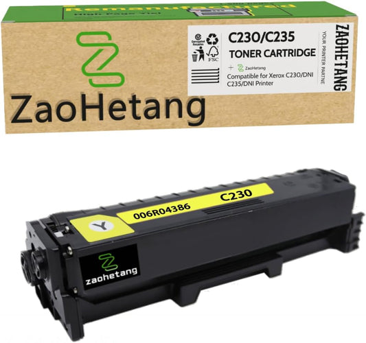Remanufactured C230 C235 Toner Cartridge # 006R04386 Compatible for Xerox C235/DNI C230/DNI Color Multifunction Printer(Yellow)