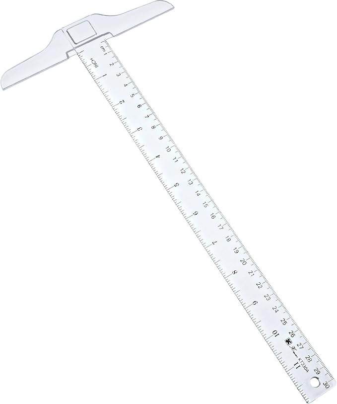 Pangda 12 Inch/ 30 cm Junior T-Square Plastic Transparent T-Ruler for Drafting and General Layout Work (2)
