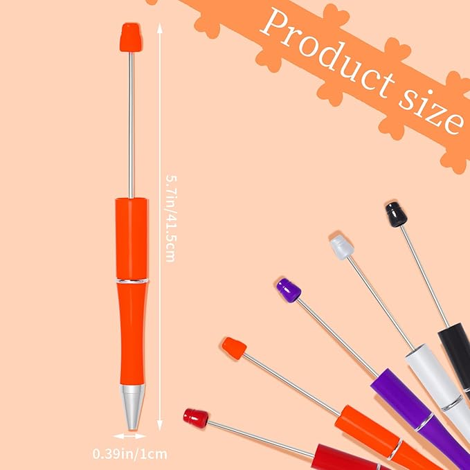 jiebor 30Pcs Beadable Pens Plastic Bead Pen Black Ink Ballpoint Pens Diy Pens Cute Cool Pens for Halloween Kids Girls Students Teacher Bridal Graduation Gift Office School Supplies