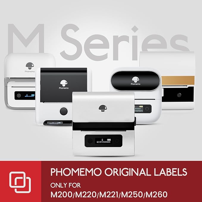 [100 pcs] Phomemo Labels for M220 M221 M250 M260 M200, 2.75''x3.15''(70x80mm), Original, Square,White,100 Labels/Roll, Self-Adhesive Thermal, for Clothing, Logo, Ingredient, Barcode, Address