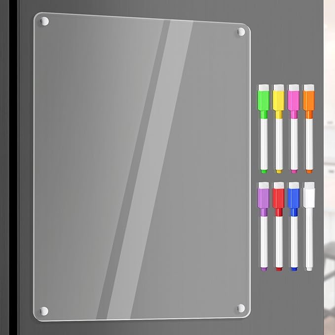 Acrylic Dry Erase Board Whiteboard for Fridge Meal Planner Menu Board for Kitchen to do List Shopping List Grocery List Family Dinner Refrigerator Chore Chart Chore Board 2024 Clear Planning Board