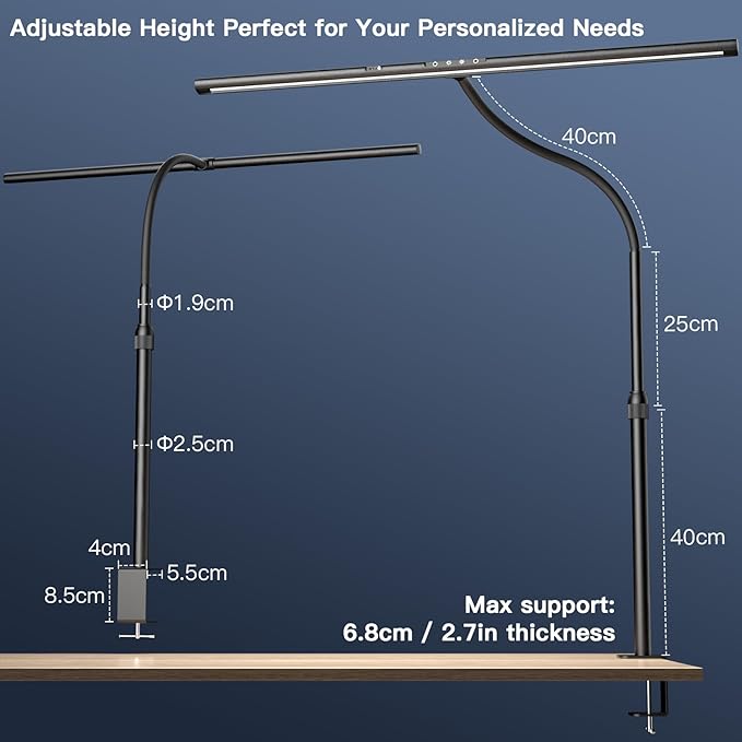 Desk Lamp, 31.5" LED Desk Lamp for Home Office,Gesture Sensing Control Desk Light, Dimmable & Color Temperature, Eye-Caring Office Lamp, Brightest Architect Lamp for Screen/Workbench