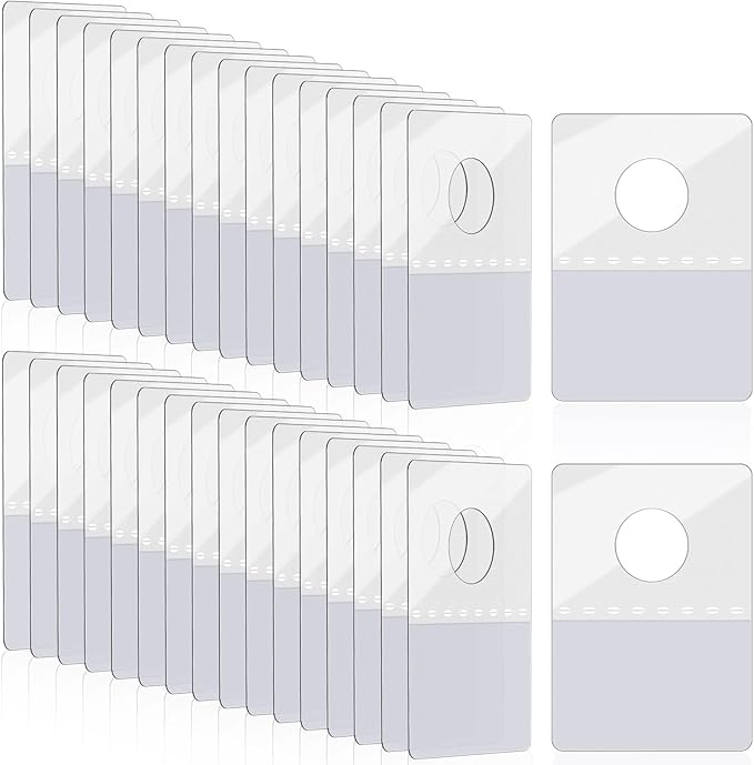 Prudiut 400 Pcs Hang Tabs Round Hole Hang Tags Self-Adhesive Hanging Tabs Heavy Duty Display Tags for Hanging Retail Displays (1×1.5 Inch)