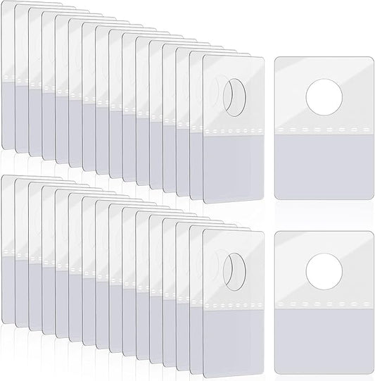 Prudiut 400 Pcs Hang Tabs Round Hole Hang Tags Self-Adhesive Hanging Tabs Heavy Duty Display Tags for Hanging Retail Displays (1×1.5 Inch)