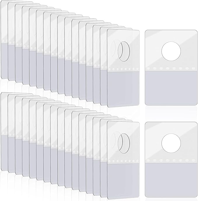 Prudiut 400 Pcs Hang Tabs Round Hole Hang Tags Self-Adhesive Hanging Tabs Heavy Duty Display Tags for Hanging Retail Displays (1×1.5 Inch)