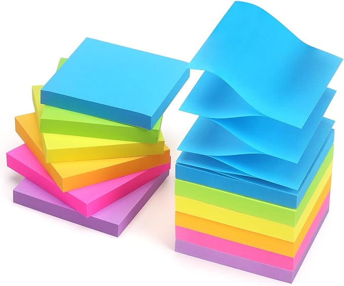 Early Buy Pop Up Sticky Notes 3x3 Refills Self-Stick Notes 12 Pads, 6 Bright Colors, 100 Sheets/Pad