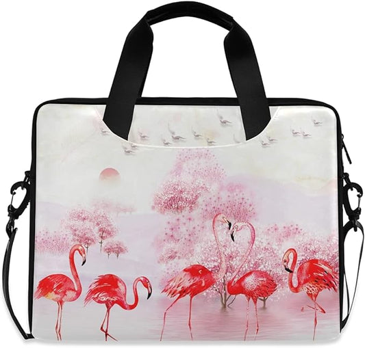 Pink Flamingo Landscape Laptop Messenger Bag Case Sleeve Briefcase for Men Women