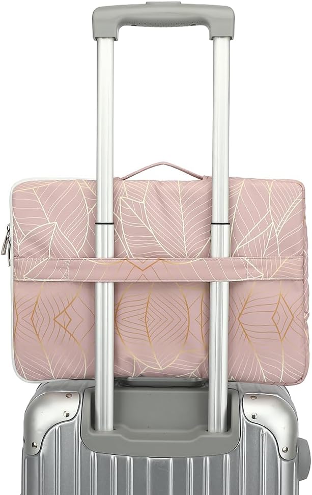 canvaslife 360° Protective Laptop Sleeve Case Bag with 3 Pockets for 14 inch Dell HP Lenovo Laptop and MacBook Pro 14 inch,Surface Laptop 14.4 inch (Golden leaf)