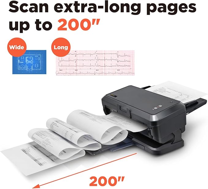 Plustek Wide-Format Color Duplex Document Scanner S30, for Large-Format Document Scan, Scans Wide Up to 12" and Long Up to 200", 100-Sheet Duplex Auto Document Feeder