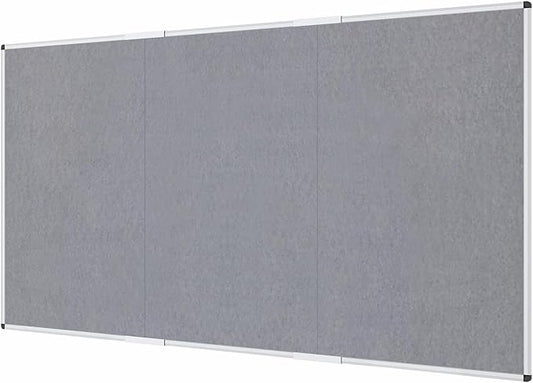 VIZ-PRO Large Fabric Bulletin Board/Foldable Notice Board Felt Gray, 96 X 48 Inches, Silver Aluminium Frame