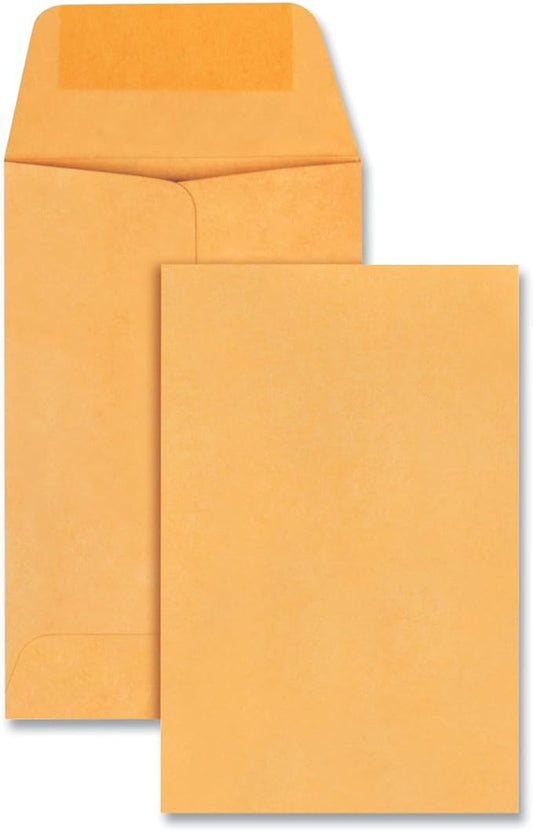 Universal UNV35304 2.25 in. x 3.5 in. #1 Round Flap Gummed Kraft Coin Envelope - Light Brown (250/Box)