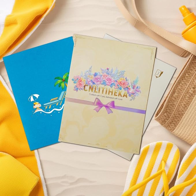 Beach Vacation Pop Up Anniversary Card, 3D Retirement Pop Up Cards, Birthday Card, Valentine's Day Card, Thinking of You For All Occasion.