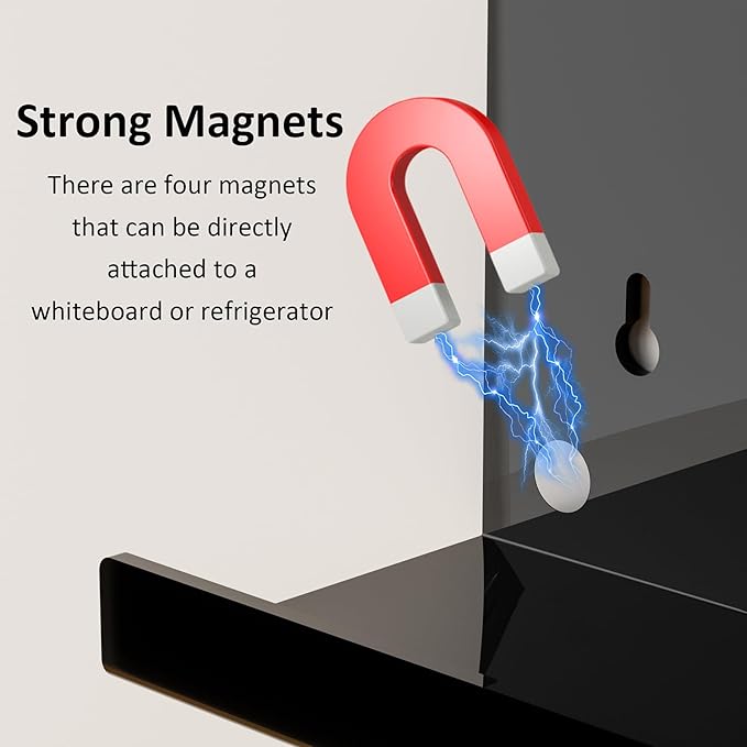 Acrylic Black Whiteboard Magnetic Marker Holder,Wall Mounted Dry Erase Whiteboard Marker Holder Stand Acrylic Magnet Pen Holder for Fridge Refrigerator for School Office Home(Black, 1)