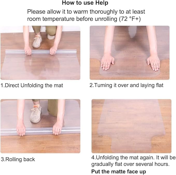 Office Chair Mat for Hard Floors, Desk Chair Floor Mat for Hardwood Floors, Clear Chair Mat for Hard Flooring - 36"" x 48"", Can't be Used on Carpet