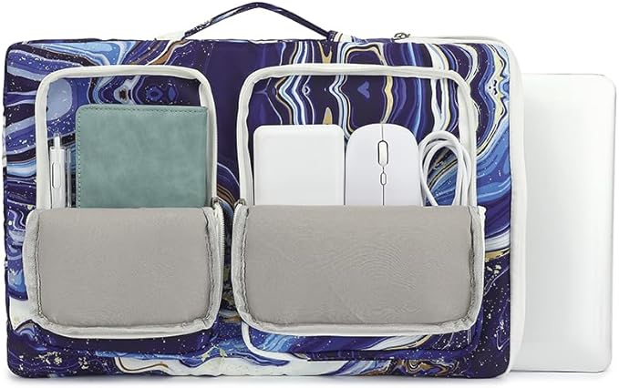 canvaslife 360° Protective Laptop Sleeve Case Bag Cover with Handle for iPad 12.9 inch,MacBook Pro Air 13" and 12.5 inch-13.3 inch Laptop (Blue Marble)
