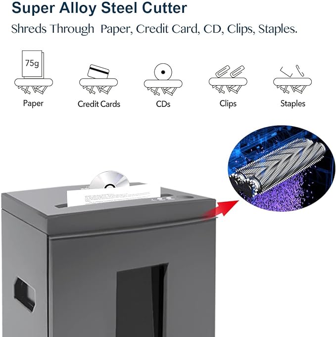 WOLVERINE 18-Sheet Shredders for Home Office Heavy Duty P-4 Security Level Crosscut Paper Shredder Paper/CD/Card Ultra Quiet Paper Shredder for Home with 6 Gallons Pullout Waste Bin SD9113(Grey ETL)