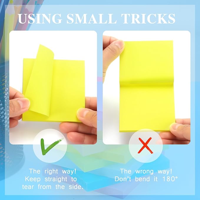 Early Buy 24 Pads Sticky Notes 8 Bright Color Self-Stick Notes 3 in x 3 in, 60 Sheets/Pad