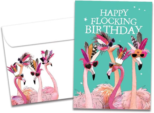Tree-Free Greetings - Birthday Card - Artful Designs - 1 Card + Matching Envelope - Made in USA - 100% Recycled Paper - 5 x 7 - Flocking Birthday (GO61234)