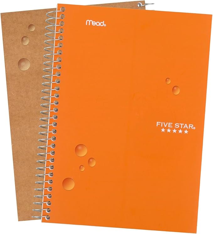 Five Star Spiral Notebook, 2 Subject, College Ruled, 9 1/2" x 6" 80 Sheets, Sedona Orange (840029CD1-ECM)