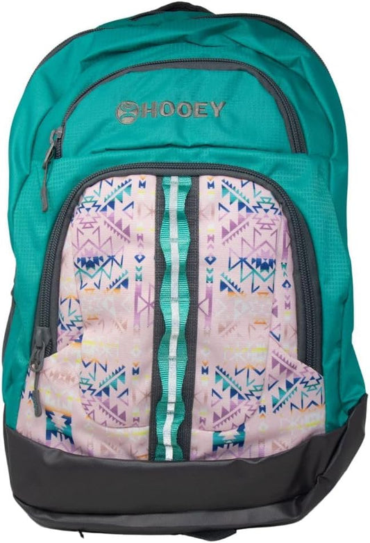 HOOEY Ox 40 Liter Hiking Backpack Rain Cover Hat Strap Laptop Sleeve Hydro Pockets (Turquoise/Pink)