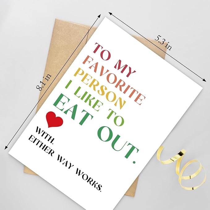 Funny Anniversary Card for Husband Wife, Dirty Birthday Card from Boyfriend Girlfriend, Naughty Valentine's Day Card for Him Her, To My Favorite Person I Like To Eat Out
