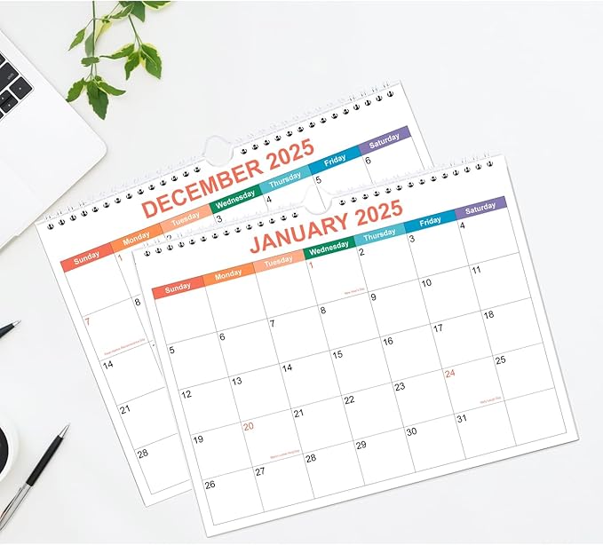 Calendar 2025, Wall Calendar 2025-2026 from January 2025 - June 2026, 18 Months Calendar with Premium Paper, Twin-Wire Binding & Hanging Hook, 8.5" x 11", Colorful