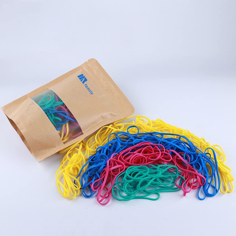Rubber Bands, Matfamily Size 33 (3 1/2" x 1/8'') Colorful Natural Rubber Band, 33 Heavy Duty Elastic Office Supplies Rubber Bands for Office Files Bank Paper Bills Money or School (1/4 Pound Bag)
