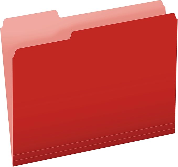 Pendaflex Two-Tone Color File Folders, Letter Size, Red, 1/3 Cut, 100 per box (152 1/3 RED)