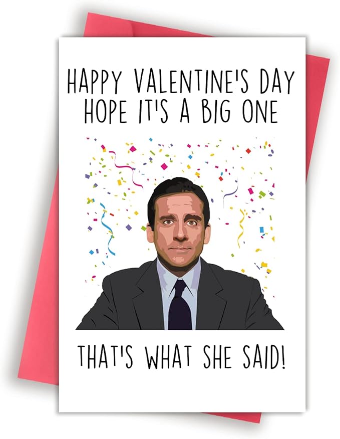 Huameigf Sweet The Office Michael Scott Themed Valentine's Day Card for TV Show Fans, Friends