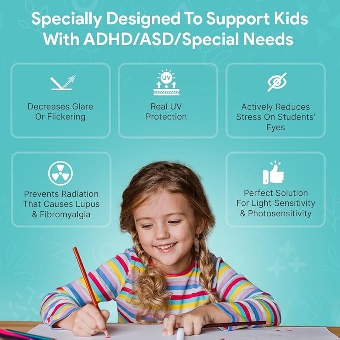 Fluorescent Light Covers for Ceiling Lights - Flicker & Glare Reducing Filters for Ceiling Lights - Overhead Light Covers - Light Covers for Classroom and Office - 48" x 24", Blue (8 Pack)