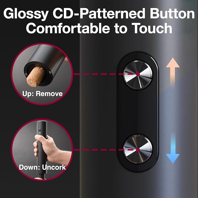 Electric Wine Opener, Battery Operated Corkscrew, Easy One-Button Operation for Effortless Cork Removal, Ideal Wine Accessory for Parties, Best Choice for Wine Lovers (Black KB1)
