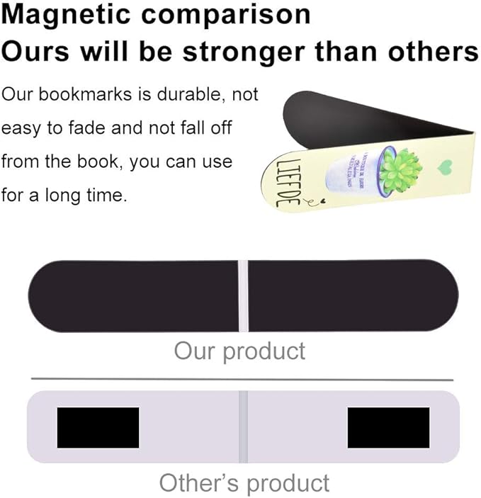 30 Pieces Cute Magnetic Bookmarks for Women/Men, Dual Sided Rainbow Film Laminated Book Markers for Girls, Funny Magnetic Bookmarks for Kids, Book Marks Bulk Page Clip Reading Giveaways (Cactus Plant)