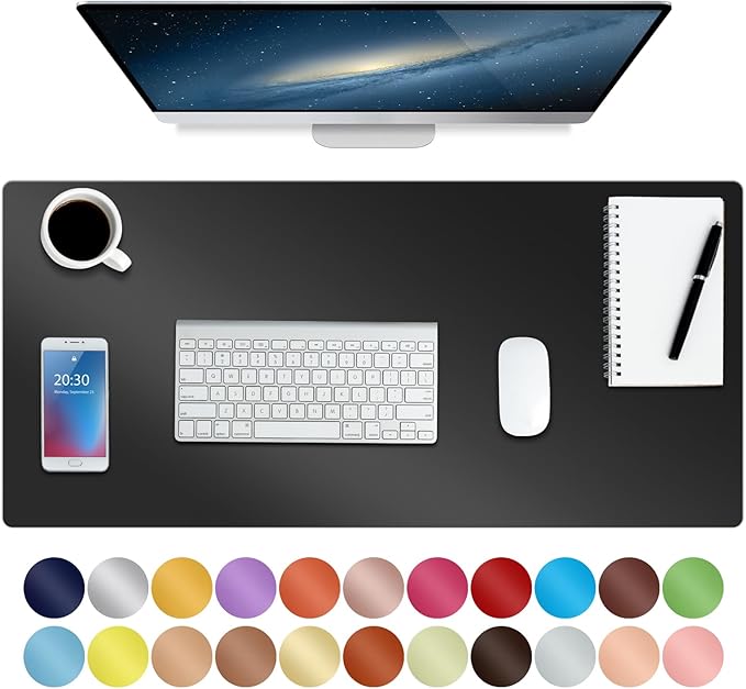 Boutilon Leather Desk Pad 30" x14",Non-Slip Mouse Pad,Office Desk Mat,Waterprooft PU Leather Desk Blotter,Desk Pad Protector,Desk Writing Pad for Home Office Decor (M-Black)