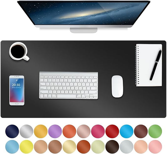 Boutilon Leather Desk Pad 30" x14",Non-Slip Mouse Pad,Office Desk Mat,Waterprooft PU Leather Desk Blotter,Desk Pad Protector,Desk Writing Pad for Home Office Decor (M-Black)