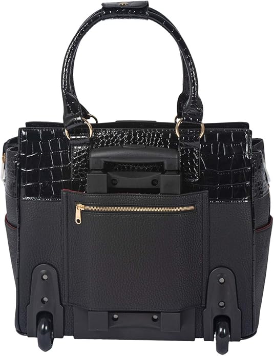 JKM and Company Alligator Compatible With Computer iPad, Laptop Tablet Rolling Tote Bag Briefcase Carryall Bag