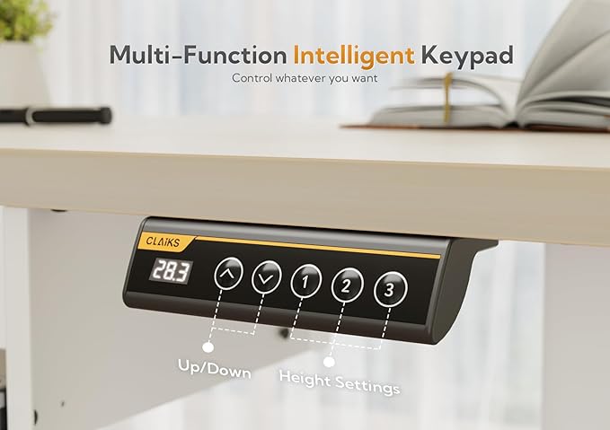 Standing Desk with Keyboard Tray, Electric Standing Desk Adjustable Height, 48x24 Inches Sit Stand up Desk with Splice Board, Raising Desk for Home Office, Natural