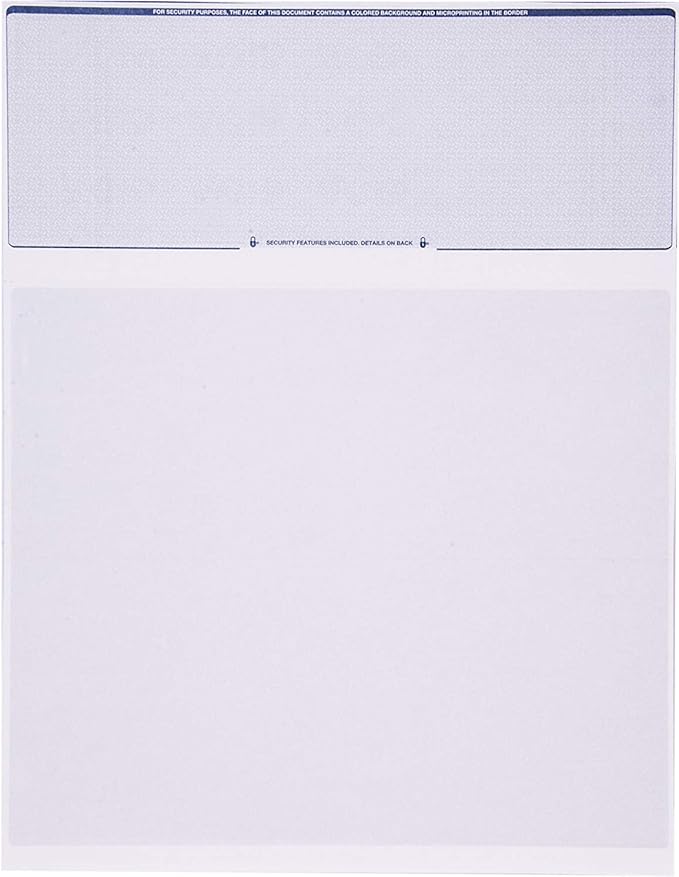 CheckOMatic Computer Business and Personal Check Paper - 100 Pack High Security Check Paper Top Blank Stock Checks Laser Printer Compatible with QuickBooks - Blue Diamond