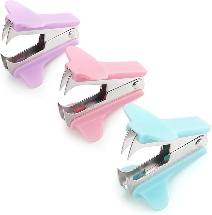 ZZTX 3 PCS Staple Remover Staple Puller Removal Tool for School Office Home 3 Pack (Pink, Blue, Purple)