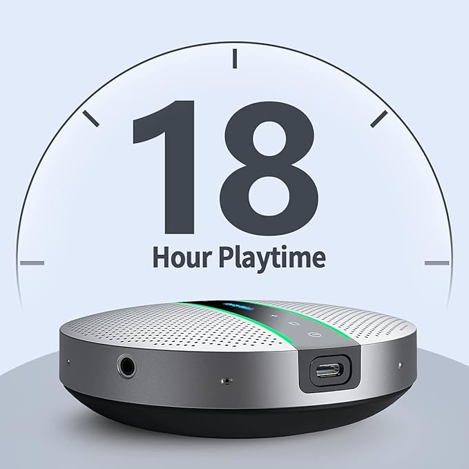SP300 Bluetooth Speakerphone 360º Voice Pickup 6 AI Echo & Noise Canceling Microphones, 18H Call Time, Bluetooth 5.0/USB C/Dongle Compatible with Leading Platforms, Home Office