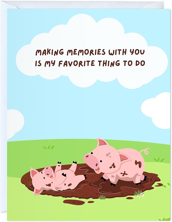 Cute Valentines Day Card, Vday Anniversary Birthday Card for Her Him / Girlfriend Wife / Husband Boyfriend, Friendship Thank You Kawaii Greeting Card (Making memories with you, is my favorite thing to