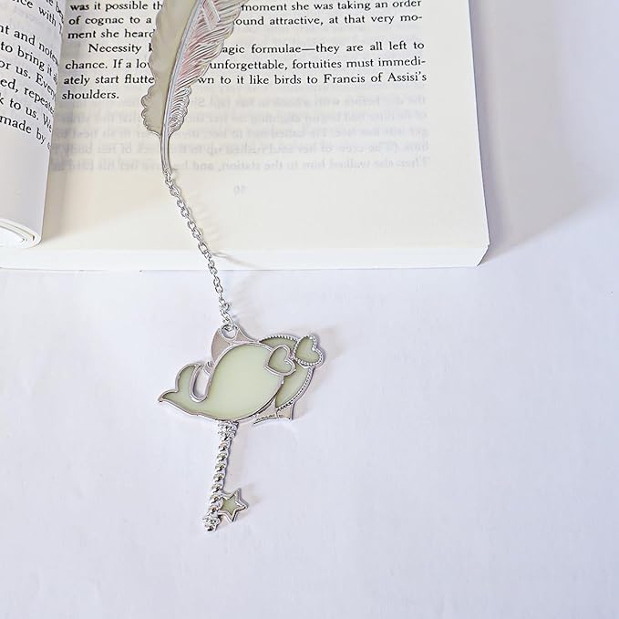 Zodiac Feather Bookmark Gifts for Women Men, Cool Metal Bookmark Glow in The Dark Pisces Bookmark, Luminous Star Sign Constellation Horoscope Bookmark Gifts