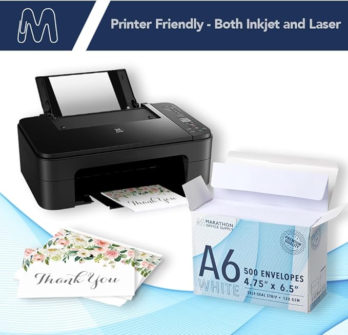 MOS A6 Invitation Envelopes – 4-3/4" x 6-1/2" White Mailing Envelopes Self Seal (500 Count) – 120GSM/ 32LB Bond Heavy Duty – Gift Card, Business, Wedding, Card