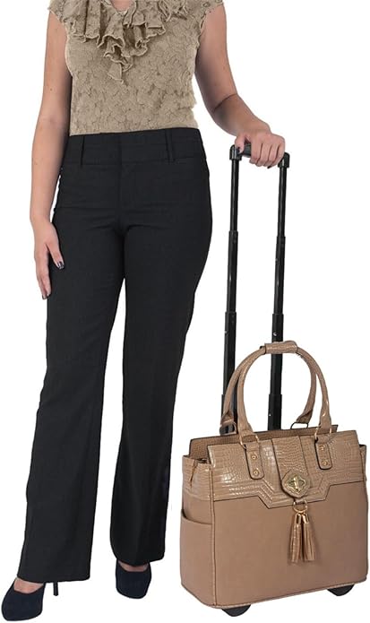 JKM and Company Alligator Compatible With Computer iPad, Laptop Tablet Rolling Tote Bag Briefcase Carryall Bag